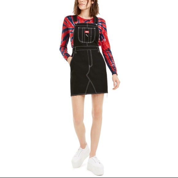 Dickies Girl Juniors Overall Mini Dress 